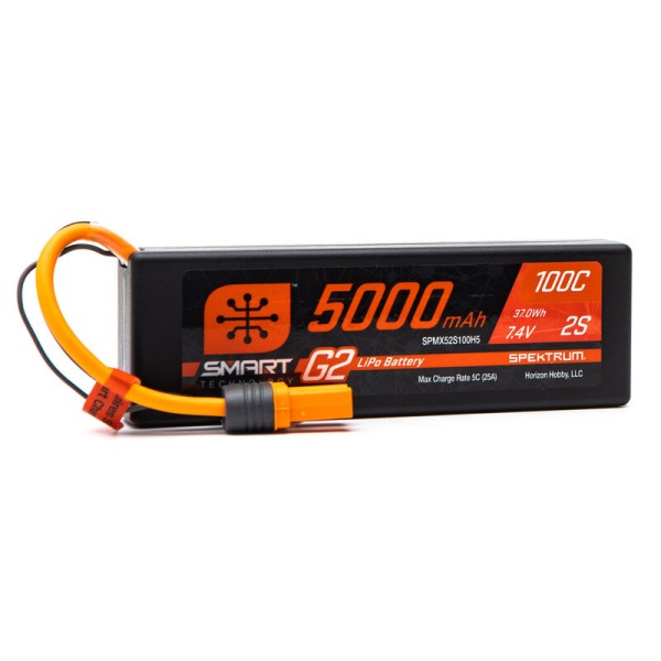 7.4V 5000mAh 2S 50C Smart G2 Hardcase LiPo Battery: IC5_0