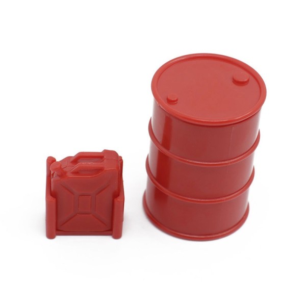 Ölfass 42mm und Kanister 24mm Kunststoff Rot Deko 1/24_0
